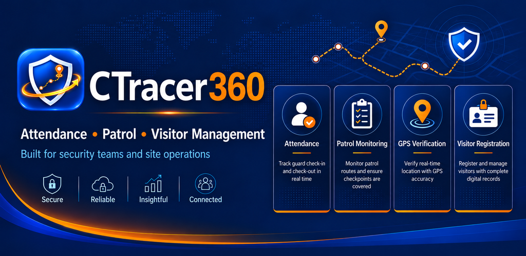 CTracer360 attendance, patrol, GPS verification and visitor registration overview